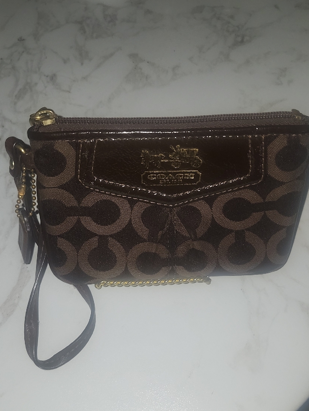 Coach Madison Chocolate Brown  Signature Canvas Wristlet